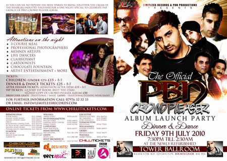PBN 'Crowd Pleaser' Album Launch Party / Dinner & Dance / Friday 9th July
