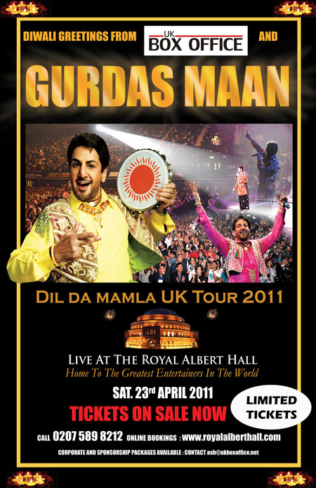 DIWALI SPECIAL GURDAS MAAN TICKETS ON SALE FOR THE ROYAL ALBERT