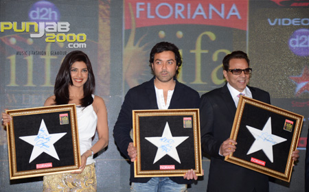 Priyanka Chopra, Bobby Deol and Dharmendra-ji sign Floriana tiles for the IIFA Wall of Fame