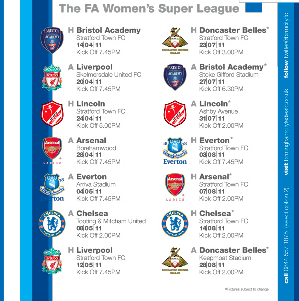 BCFC Womens Fixtures