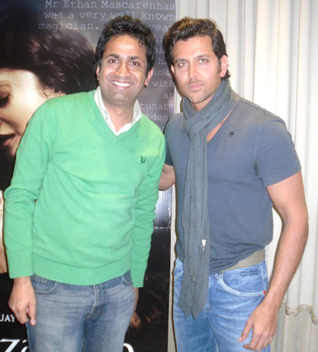 Renowned British Asian journalist, writer and media commentator Asjad Nazir with Bollywood Superstar Hrithik Roshan